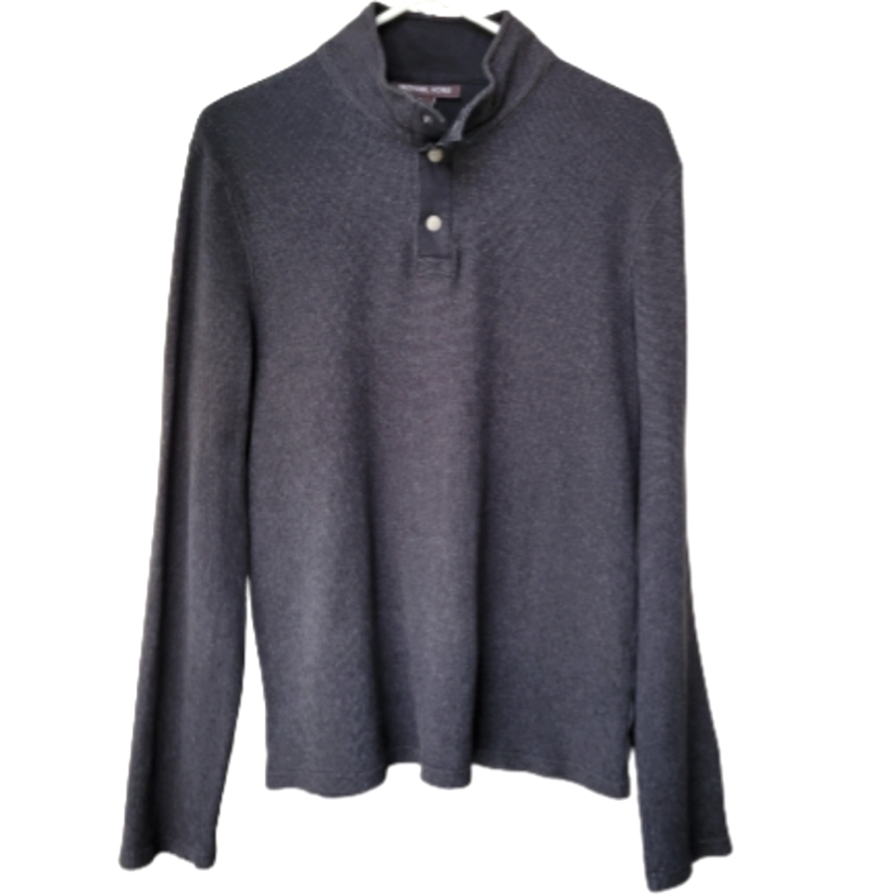 Michael Kors  1/4 Snap Waffle Knit  Pullover Shirt Size L